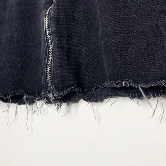 rag & bone Anna Raven Black Raw Hem Full Zip Front Mini Skirt Denim Size 24 - Picture 6 of 12